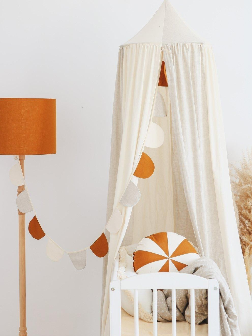 Half Moons Garland Linen “Cream Circus” | Nursery & Kids Room Decor - Sumiye Co