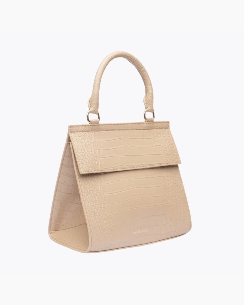 The Luncher - Cream Croc | Designer Lunch Bags & Totes