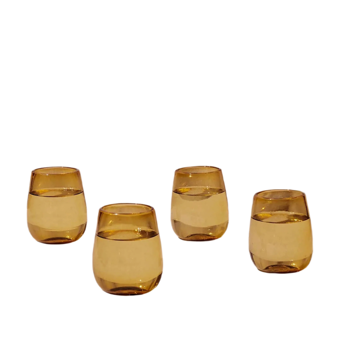 Lucia Amber Glass - Set of 4 | Artisan Made - Sumiye Co