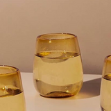 Lucia Amber Glass - Set of 4 | Artisan Made - Sumiye Co