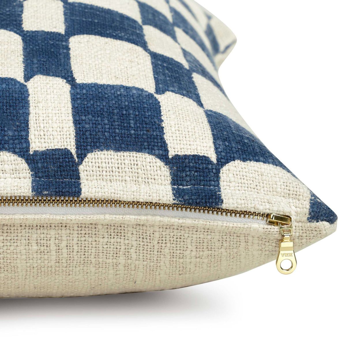 Checkered Block Printed Pillow - Indigo - Sumiye Co