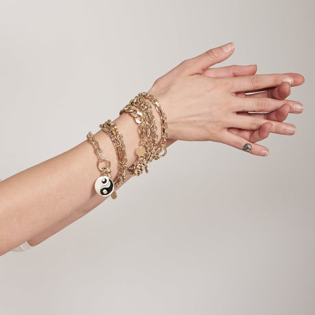 Dual Chain Bracelet & Large Enamel Yin Yang Pendant\ - Sumiye Co