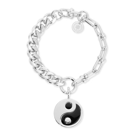 Dual Chain Bracelet & Large Enamel Yin Yang Pendant\ - Sumiye Co