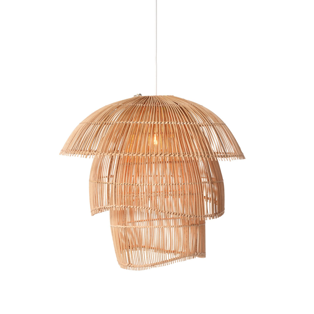 Cascade Natural Rattan 3 Tier Pendant Light