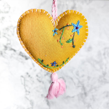 Guatemalan Embroidered Heart Ornament