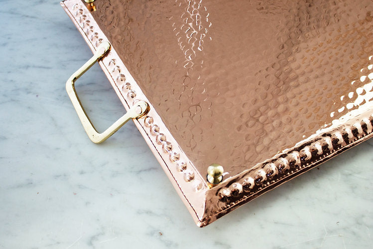 Copper Hand Hammered Large Tray | Vintage Inspired