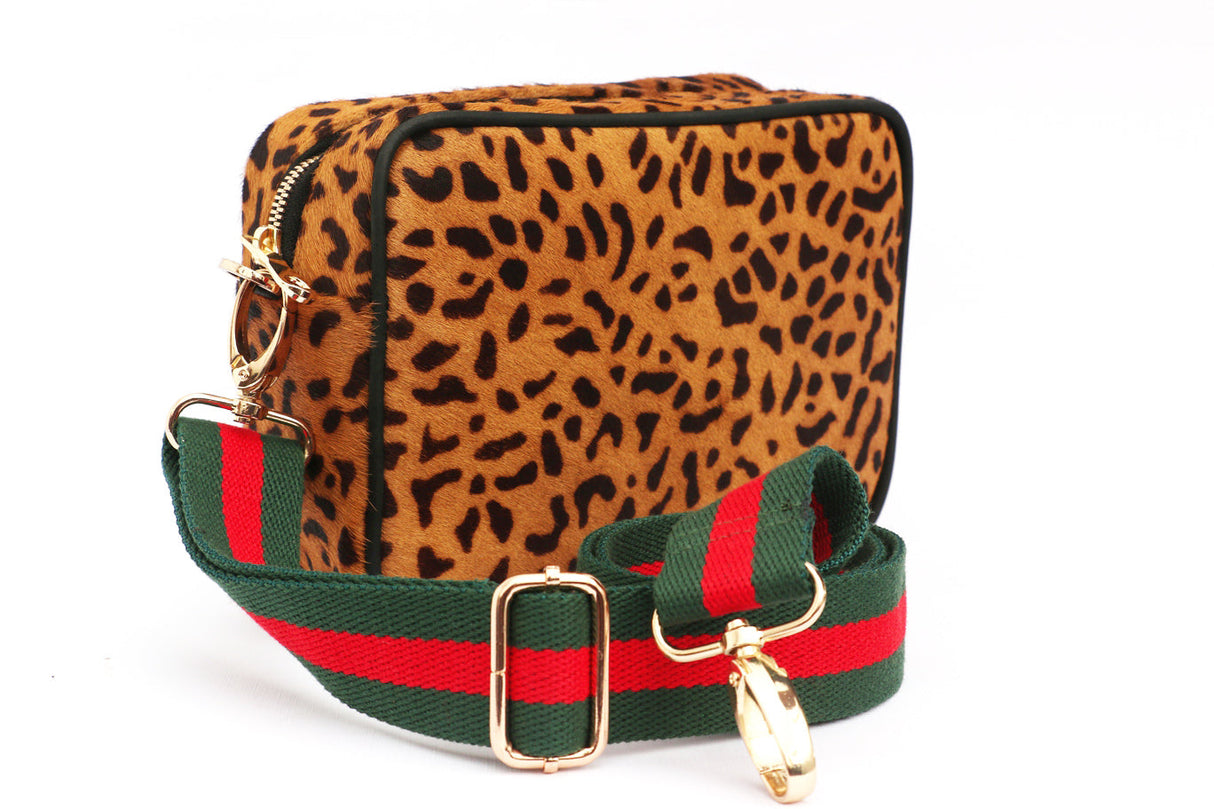 Leopard Print Leather Camera Crossbody Bag  | Ethically Sourced Hides