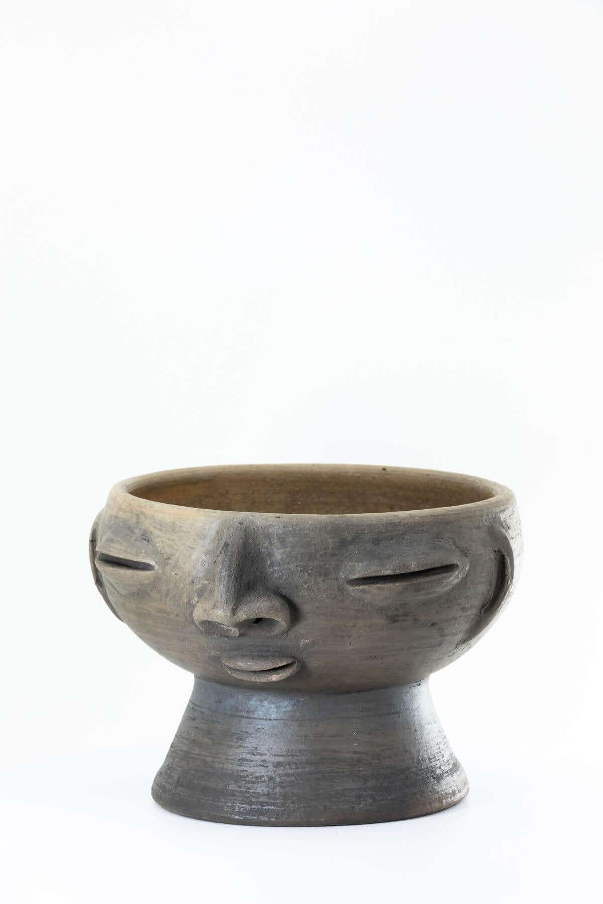 Faced Elevated Ceramic Bowl