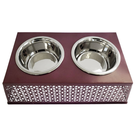 Eco-Friendly Elevated Country Dog Feeder - Plum Wine-1