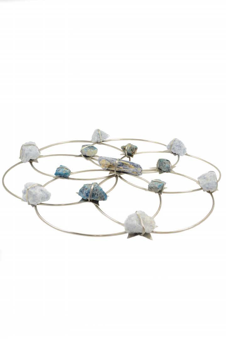 Flower of Life Crystal Grid - Tranquility- Silver Blue Ombre - Sumiye Co