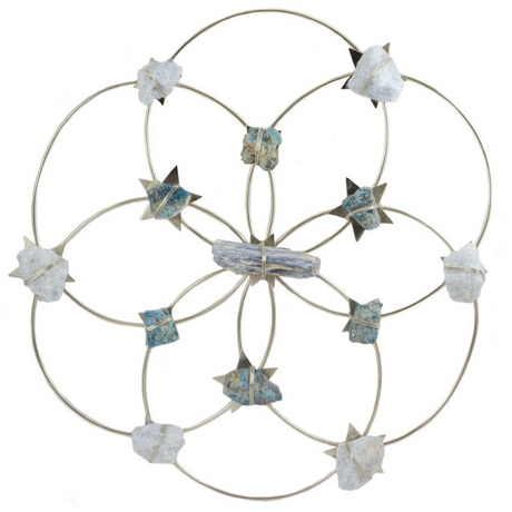 Flower of Life Crystal Grid - Tranquility- Silver Blue Ombre - Sumiye Co