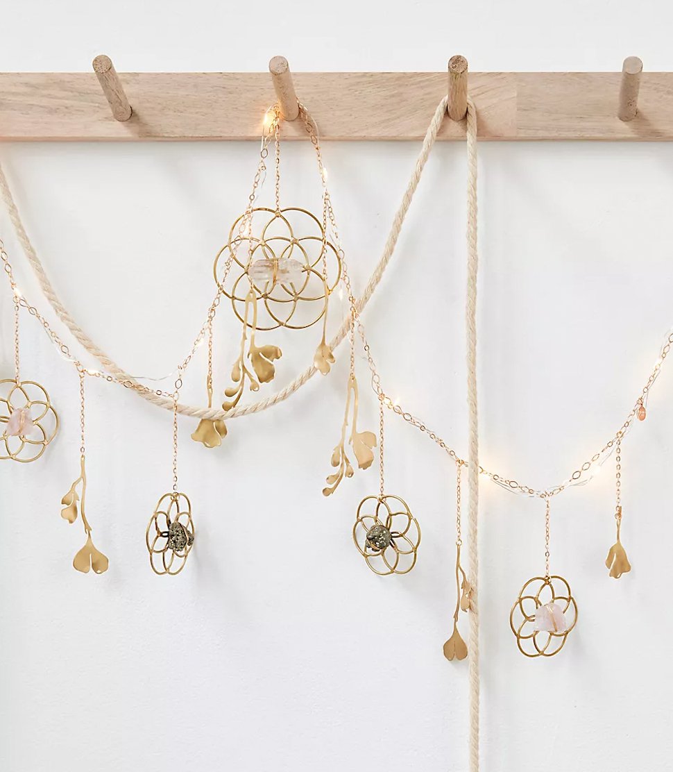 Flower of Life Healing Crystal Grid Garland with String Lighting