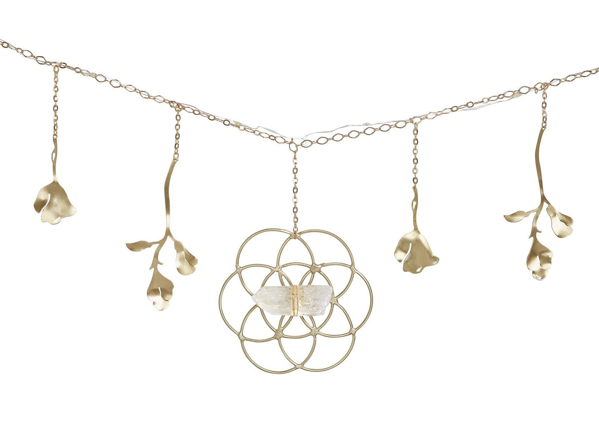 Flower of Life Healing Crystal Grid Garland with String Lighting