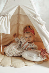 Teepee Tent "Folk" with Frills and "Marsala" Shell Mat Set - Sumiye Co