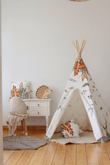 Teepee Tent “Forest Friends” + Round Mat Set - Sumiye Co