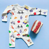 Organic Baby Gift Set - New York Onesie & Hot dog Rattle Toy by Estella - Sumiye Co