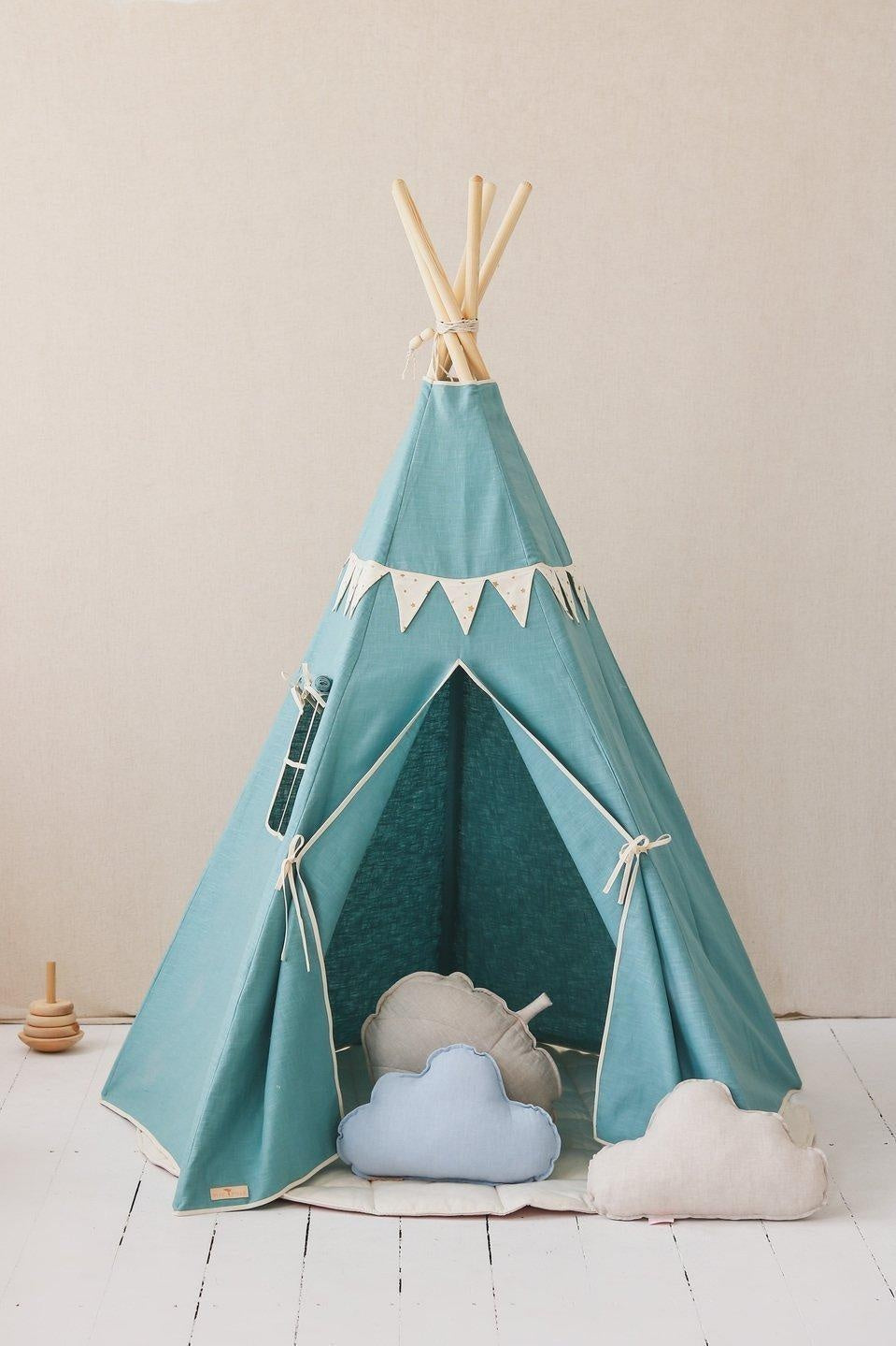 Teepee Tent “Gold Stars” + Garland & Mat Set - Sumiye Co