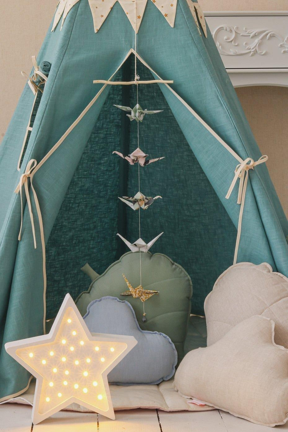 Teepee Tent “Gold Stars” + Garland & Mat Set - Sumiye Co