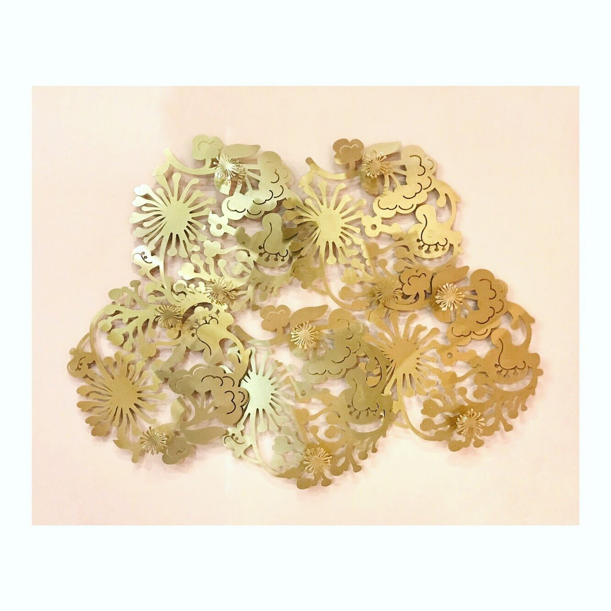 Golden Floral Metal Wall Art Piece