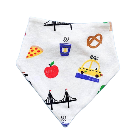 Organic Baby Bib Kerchief Reversible - Big City All Over Print by Estella - Sumiye Co