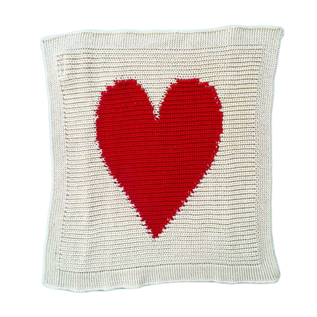 Baby Lovey Knit Blanket - Heart 14" x 14" by Estella - Sumiye Co