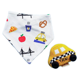 Organic Baby Gift Set - New York Bib & Taxi Rattle toy by Estella - Sumiye Co