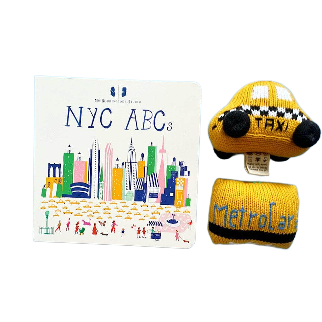 Baby Gift Set-NYC ABCs Book & Organic NYC Taxi and Metro Baby Rattles by Estella - Sumiye Co
