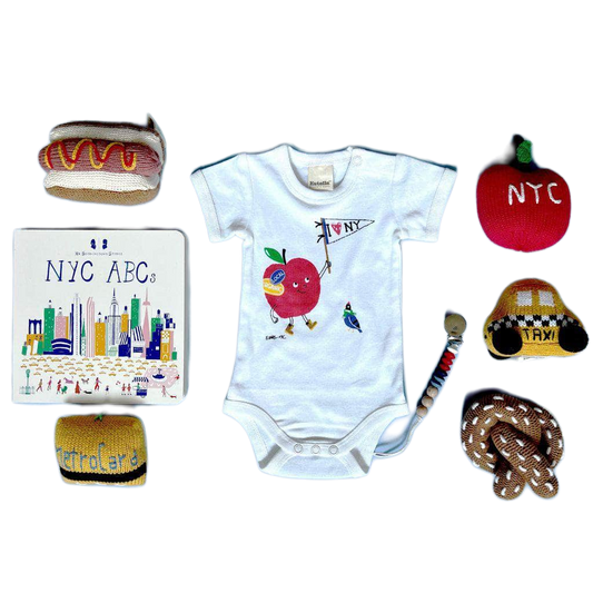 "I Love NY" Baby Gift Set-Rattles, Onesie, Pacifier Clip, Baby Book by Estella - Sumiye Co