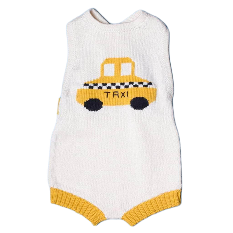 Organic Baby Romper, Sleeveless Knit - Taxi by Estella - Sumiye Co