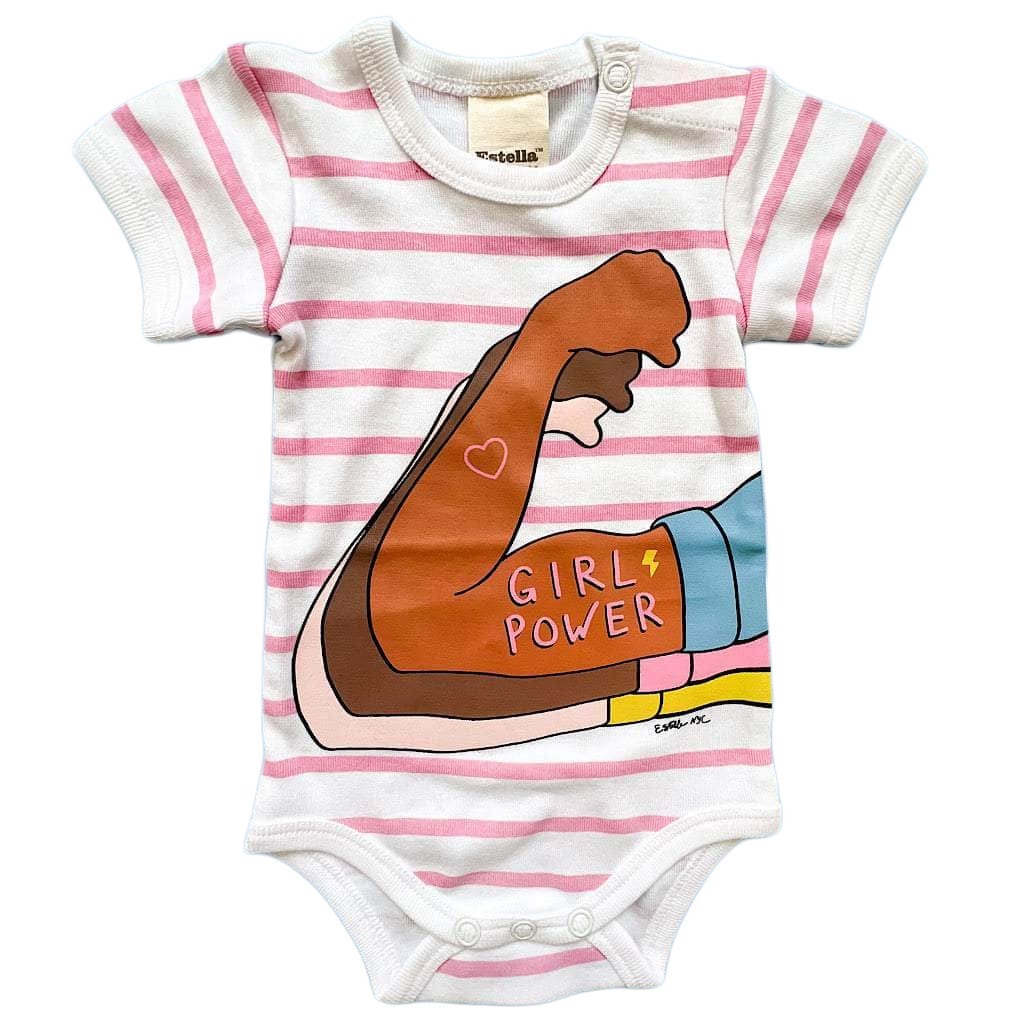 Organic Baby Onesie, Girl Power Stripes by Estella - Sumiye Co