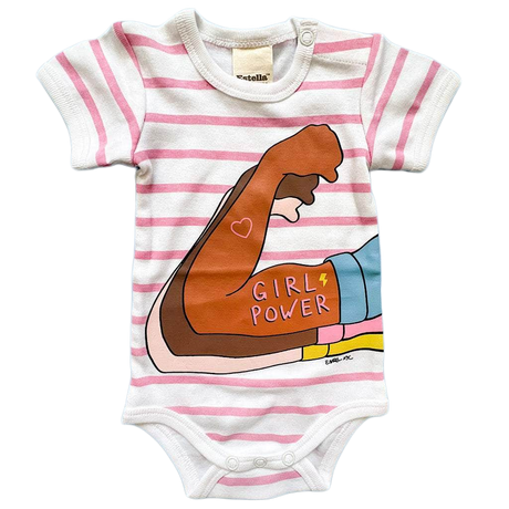 Organic Baby Onesie, Girl Power Stripes by Estella - Sumiye Co