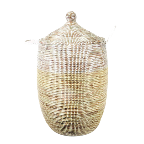 Large Two-Tone Basket 30" x 16.5"  - Natural + White