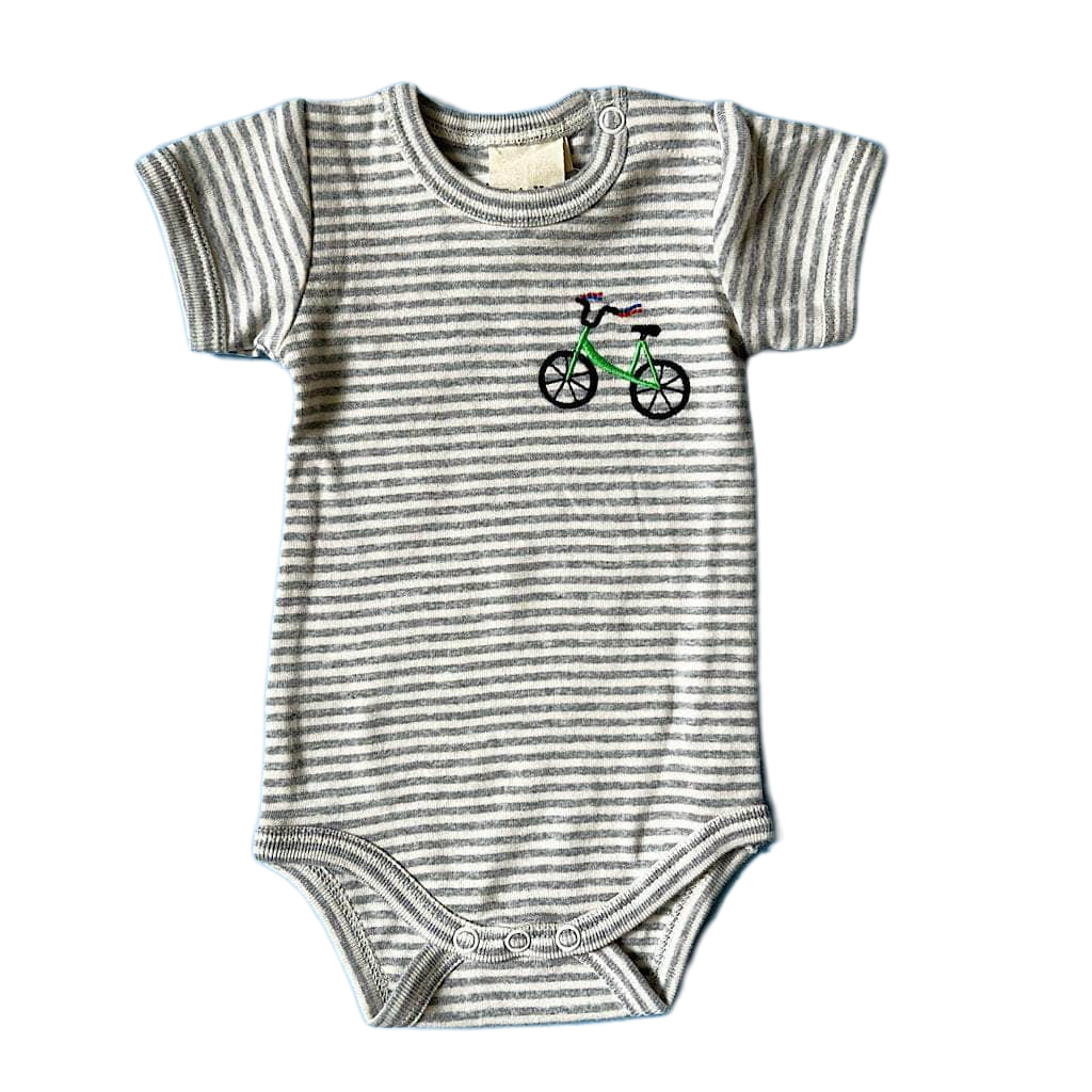 Embroidered Bicycle Baby Onesie by Estella - Sumiye Co