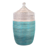 Large Two-Tone Basket 30" x 16.5" - Turquoise + White