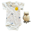 Embroidered Moon & Stars Baby Onesie + Owl Rattle Set by Estella - Sumiye Co