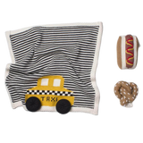 Organic Baby Gift Set - Newborn Security Blanket, Rattle Toys | NYC Taxi, Hot Dog & Pretzel by Estella - Sumiye Co