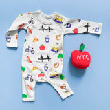 Organic Baby Gift Set - New York Onesie & Apple Rattle Toy by Estella - Sumiye Co