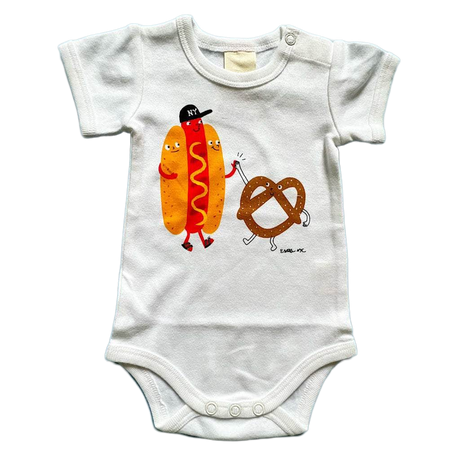 Organic Baby Onesie - Hot Dog and Pretzel by Estella - Sumiye Co