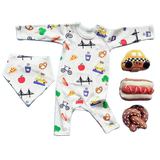 Baby Gift Set - New York Organic Onesie, Bib + Rattle Toys | Hot dog, Pretzel & Taxi by Estella - Sumiye Co