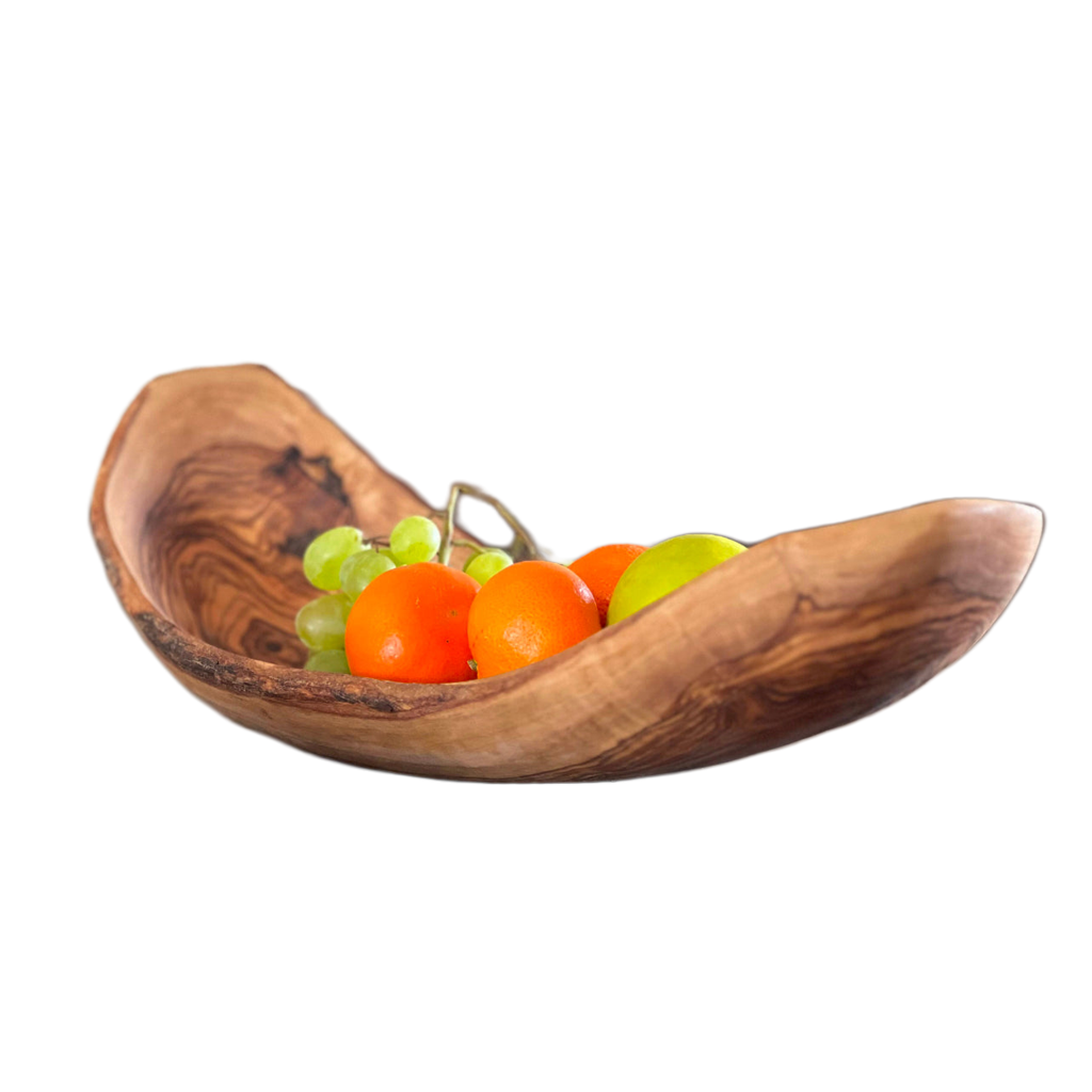 Italian Olivewood Boat Shaped Serving Bowl - Sumiye Co