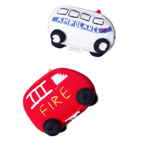 Organic Baby Toys Gift Set - Ambulance & Fire Truck Rattles by Estella - Sumiye Co