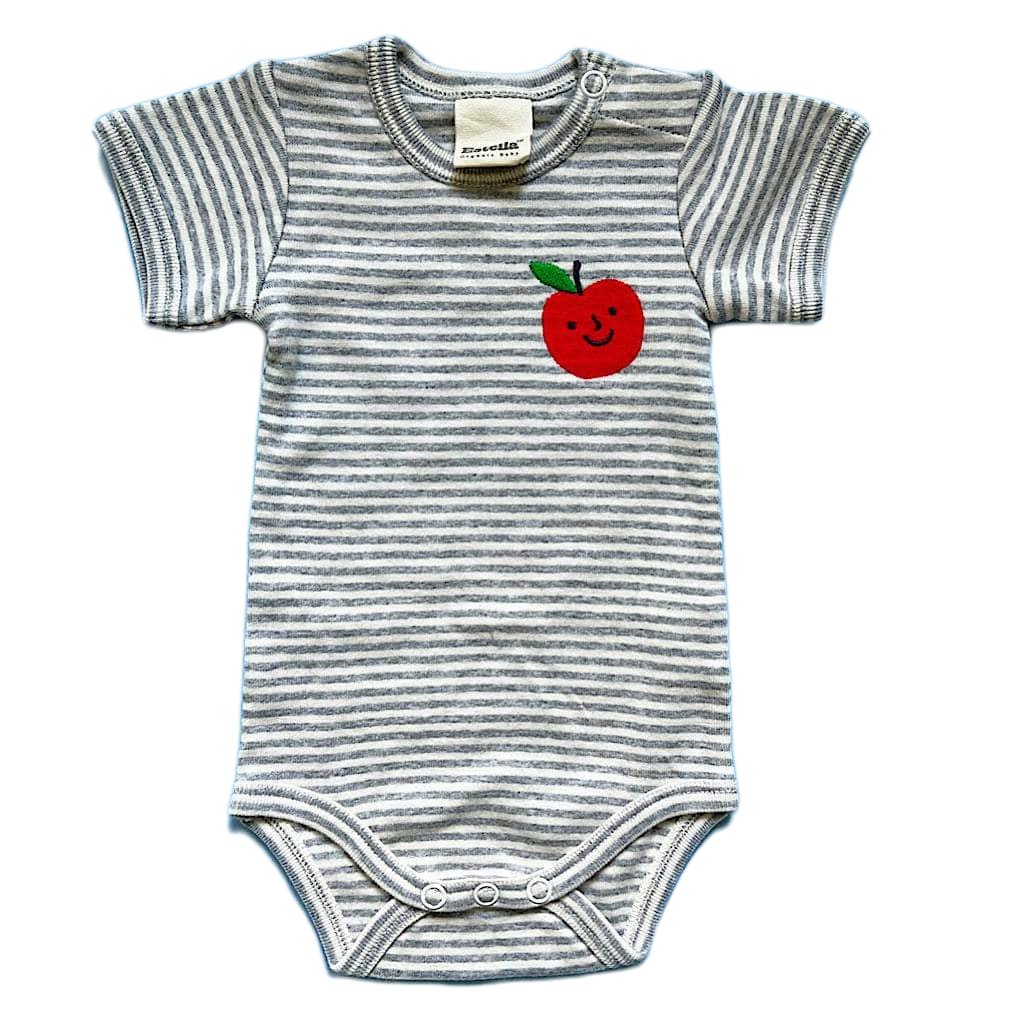 Apple Embroidered Organic Cotton Baby Bodysuit by Estella - Sumiye Co