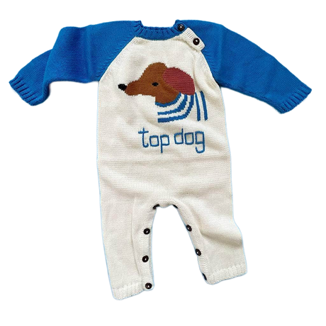 Knit Baby Romper-Top Dog by Estella - Sumiye Co