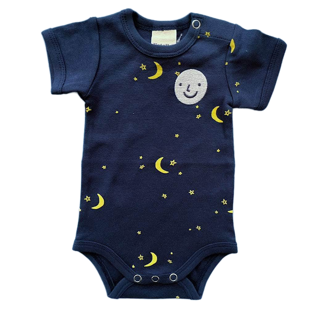 Embroidered Moon and Stars Organic Cotton Baby Bodysuit by Estella - Sumiye Co