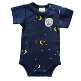 Embroidered Moon and Stars Organic Cotton Baby Bodysuit by Estella - Sumiye Co