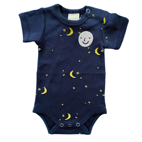 Embroidered Moon and Stars Organic Cotton Baby Bodysuit by Estella - Sumiye Co