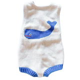 Organic Baby Romper, Sleeveless Knit - Whale by Estella - Sumiye Co