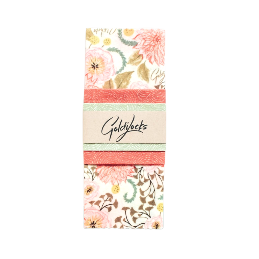 Beeswax Food Wraps: Pink Floral Set of 3 - Sumiye Co