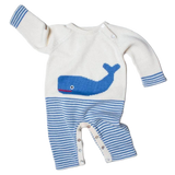 Organic Baby Romper, Long Knit - Whale by Estella - Sumiye Co