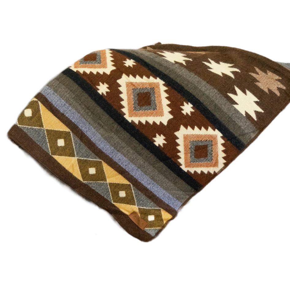 Alpaca Wool Reversible Throw Blanket - Mojave 45" x 39" - Sumiye Co